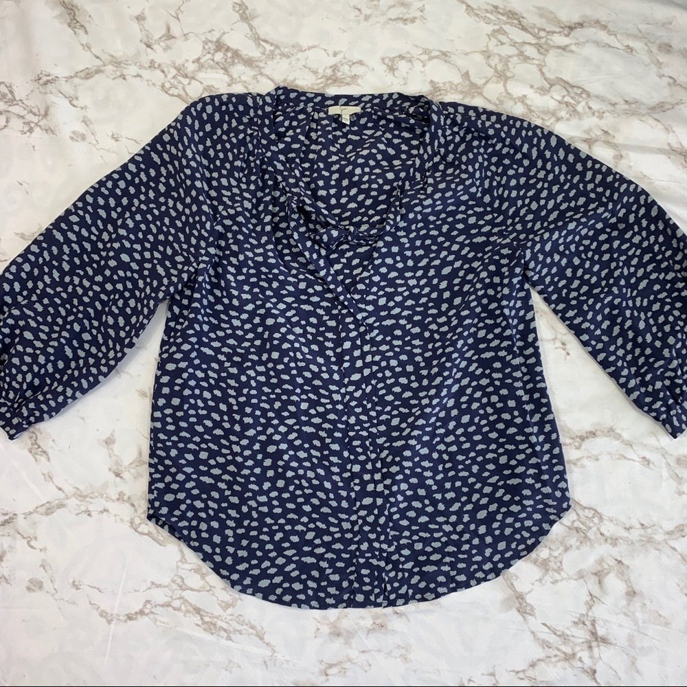 Joie Madera Split Neck Button Down Silk Blouse - image 2